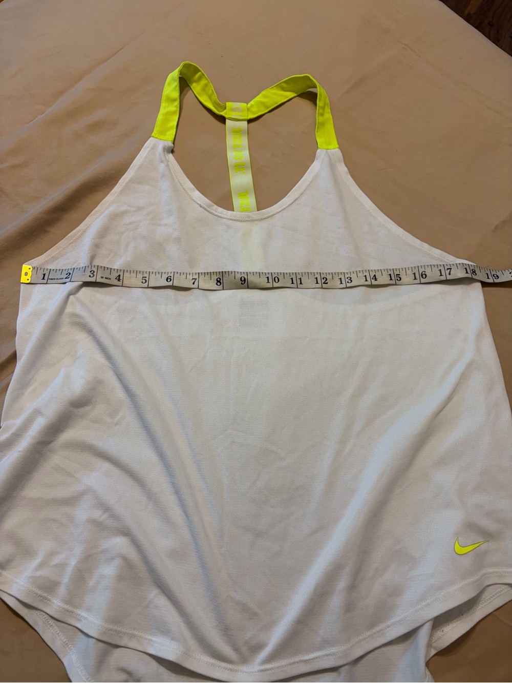 Nike White Women's Athletic Tank with Neon Yellow Straps - Picture 3 of 4